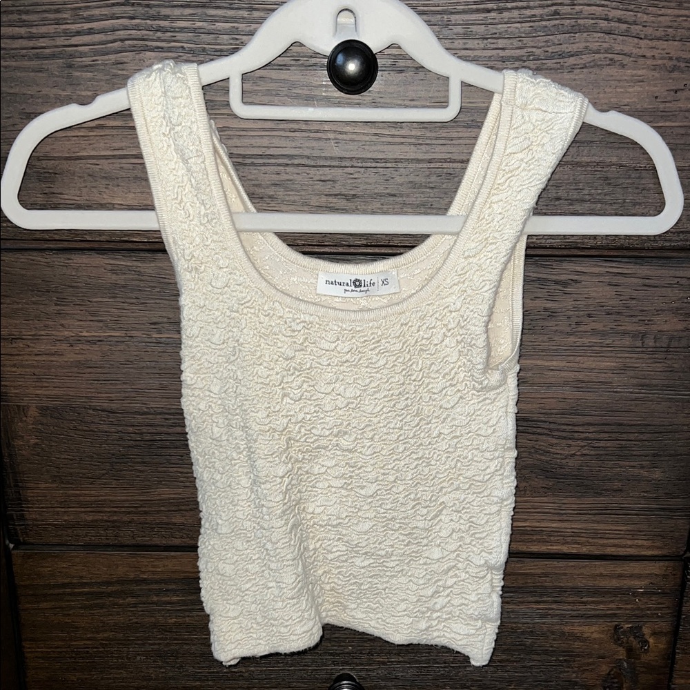 NATURAL LIFE Cream Textured Tank Top